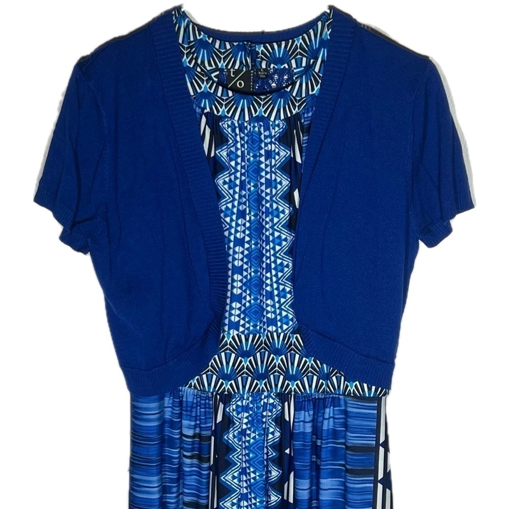 RN Studios - Women’s Maxi Dress - Blue and White - Medium-Comes w/ Blue Sweater